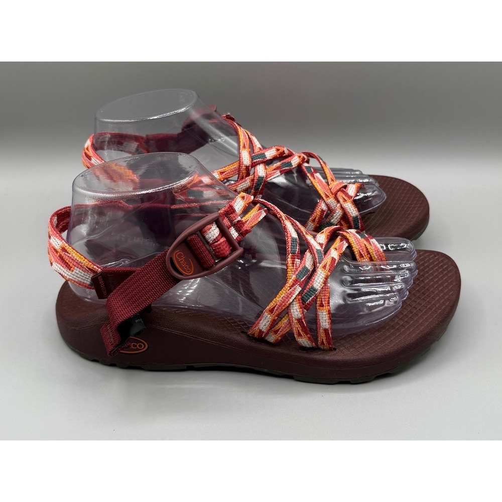 Chaco Z/Cloud 2 Platform Blush Sandals Womens 8 Burgundy Orange Multi Strap